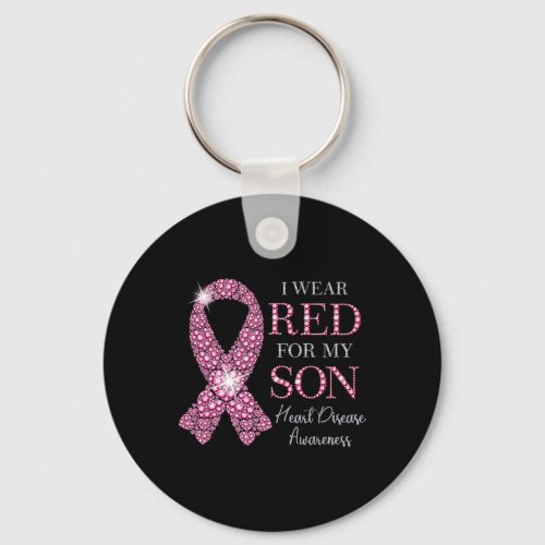 Wear Red For My Son Heart Disease Awareness Suppor Keychain