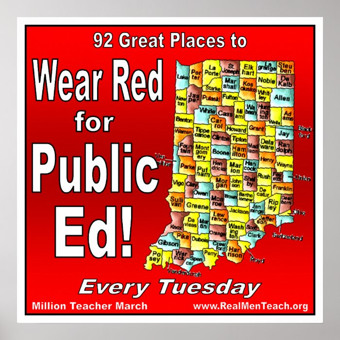 Wear Red For Public Ed (Indiana) Posters