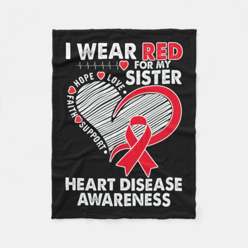 Wear Red For Sister Heart Disease Awareness Chd Su Fleece Blanket