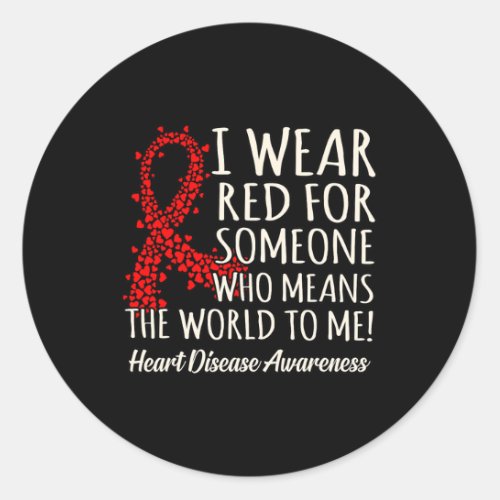 Wear Red Heart Disease Awareness Survivor Graphic  Classic Round Sticker