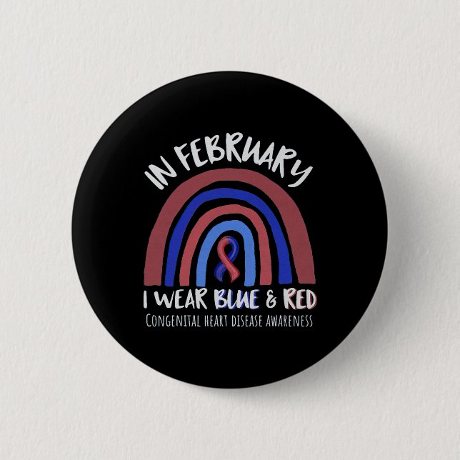 Wear Red In February Heart Disease Awareness  Button (Front)