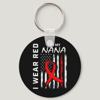 Wear Red Nana Heart Disease Awareness Flag Back Gr Keychain