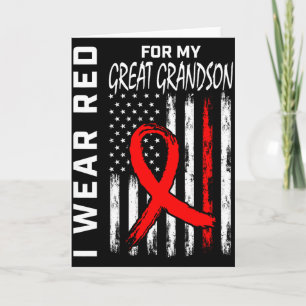 Wear Red Ribbon Great Grandson Heart Disease Aware Card
