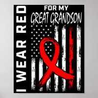 Wear Red Ribbon Great Grandson Heart Disease Aware