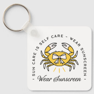 Wear sunscreen apply spf sun protection reminder keychain