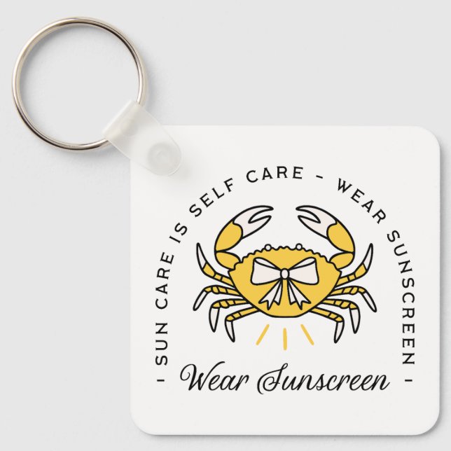 Wear sunscreen apply spf sun protection reminder keychain (Front)