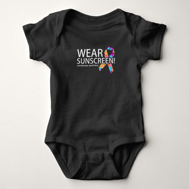 Wear Sunscreen Melanoma Awareness Baby Bodysuit (Front)