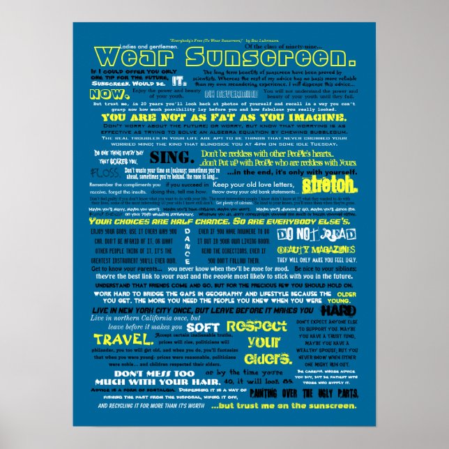 Wear Sunscreen Poster (Front)