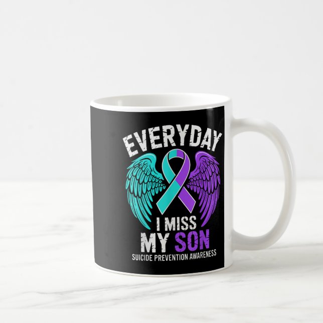 Wear Teal &amp; Purple I Miss My Son Suicide Preve Coffee Mug (Right)