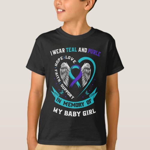 Wear Teal And Purple Baby Suicide Awareness Ribbon T_Shirt