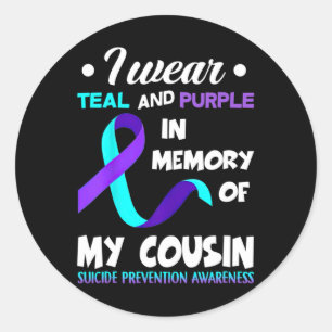Wear Teal And Purple Cousin Suicide Prevention Awa Classic Round Sticker