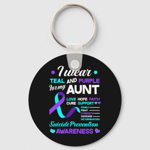 Wear Teal And Purple For My Aunt Suicide Preventio Keychain