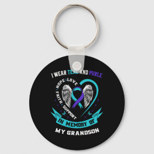 Wear Teal And Purple For My Grandson Suicide Aware Keychain