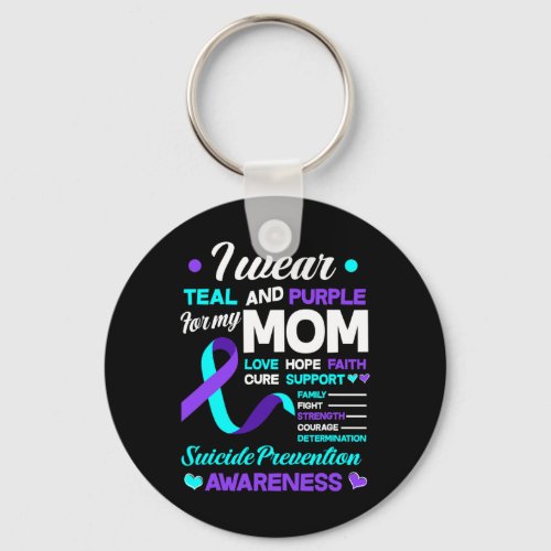 Wear Teal And Purple For My Mom Suicide Prevention Keychain