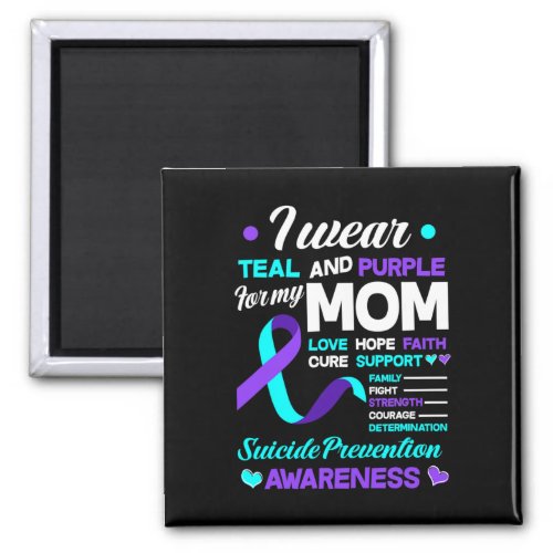 Wear Teal And Purple For My Mom Suicide Prevention Magnet