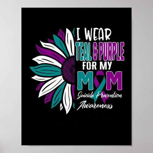 Wear Teal And Purple For My Mom Suicide Prevention Poster