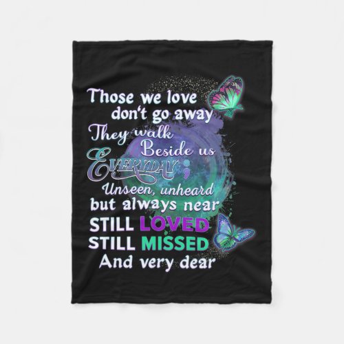 Wear Teal And Purple For Someone I Miss Suicide Pr Fleece Blanket