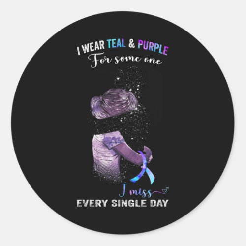 Wear Teal And Purple For Suicide Prevention Awaren Classic Round Sticker