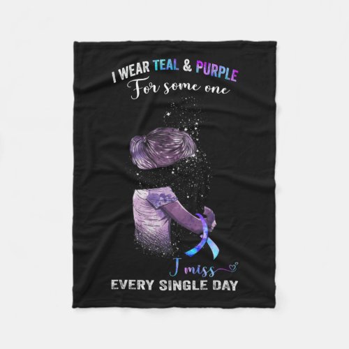 Wear Teal And Purple For Suicide Prevention Awaren Fleece Blanket