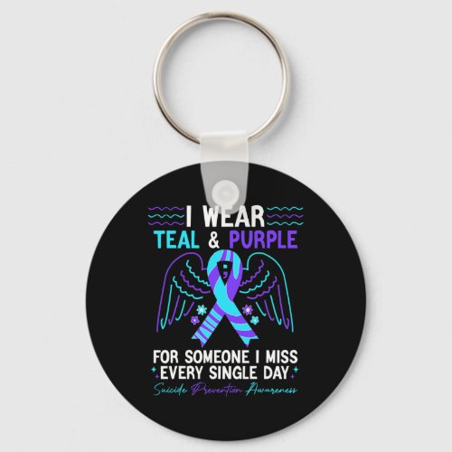 Wear Teal And Purple For Suicide Prevention Awaren Keychain