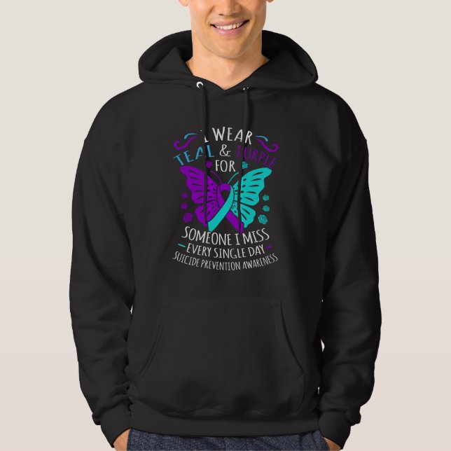 Wear Teal And Purple Happy Suicide Awareness Hoodie (Front)