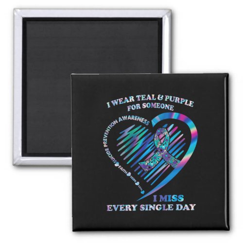 Wear Teal And Purple Heart Suicide Prevention Awar Magnet