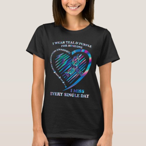 Wear Teal And Purple Heart Suicide Prevention Awar T_Shirt