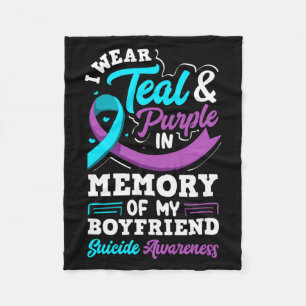 Wear Teal And Purple In Memory Of Boyfriend Long Fleece Blanket
