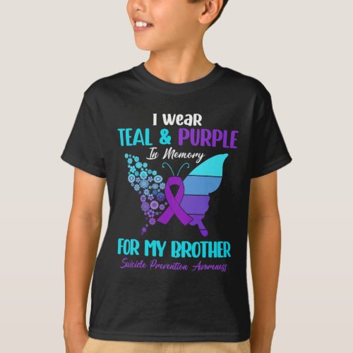 Wear Teal And Purple In Memory Of Brother Suicide  T_Shirt