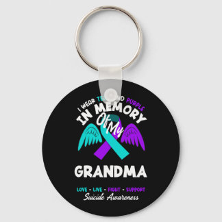 Wear Teal And Purple In Memory Of Grandma Design Keychain