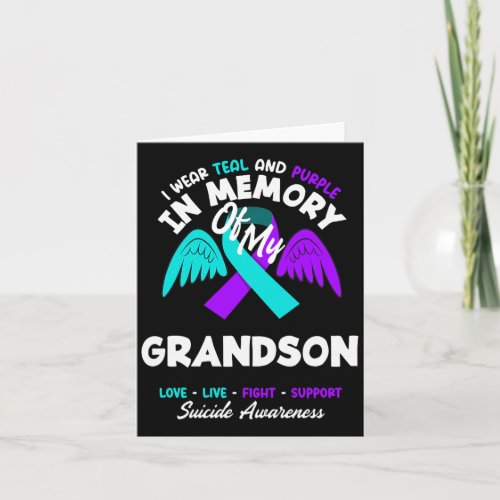 Wear Teal And Purple In Memory Of Grandson Design Card