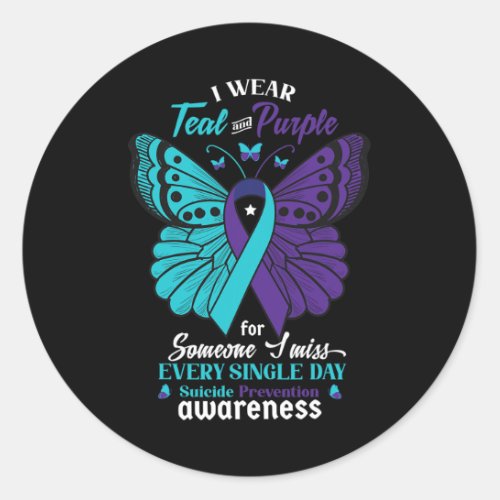 Wear Teal And Purple Suicide Awareness Mental Heal Classic Round Sticker