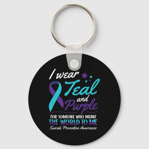 Wear Teal And Purple Suicide Awareness Mental Heal Keychain