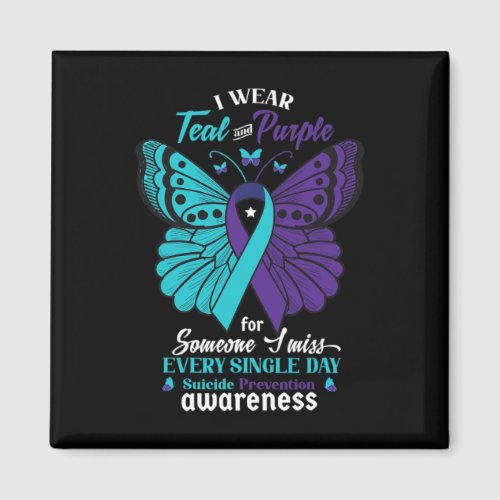 Wear Teal And Purple Suicide Awareness Mental Heal Magnet