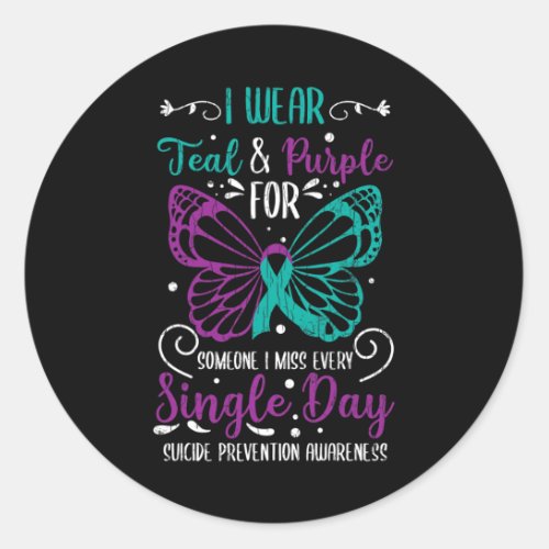 Wear Teal And Purple Suicide Prevention Awareness  Classic Round Sticker