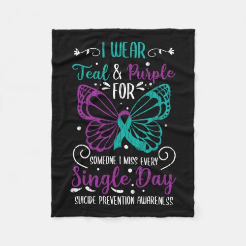 Wear Teal And Purple Suicide Prevention Awareness  Fleece Blanket