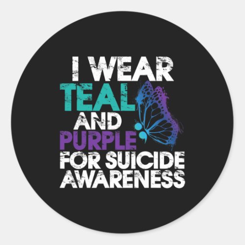 Wear Teal And Purple Support Suicide Awareness 1  Classic Round Sticker