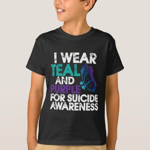 Wear Teal And Purple Support Suicide Awareness 1  T_Shirt