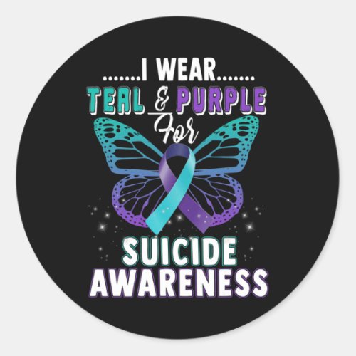 Wear Teal And Purple Support Suicide Awareness  Classic Round Sticker