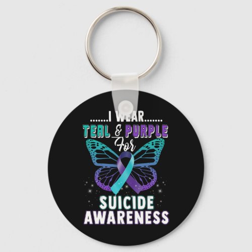 Wear Teal And Purple Support Suicide Awareness  Keychain