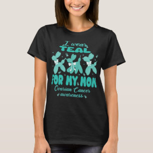 Wear Teal For Mom Cute Balloon Dog Ovarian Cancer T-Shirt