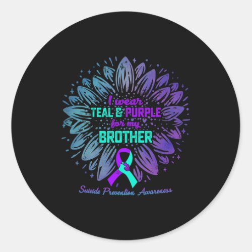 Wear Teal Purple For Brother Suicide Prevention Aw Classic Round Sticker