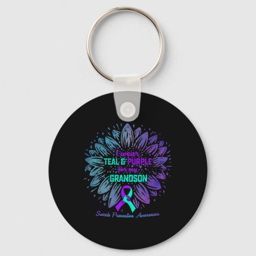 Wear Teal Purple For Grandson Suicide Prevention A Keychain