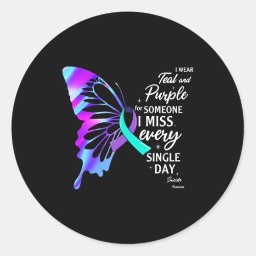 Wear Teal Purple For Memorial Suicide Prevention A Classic Round Sticker