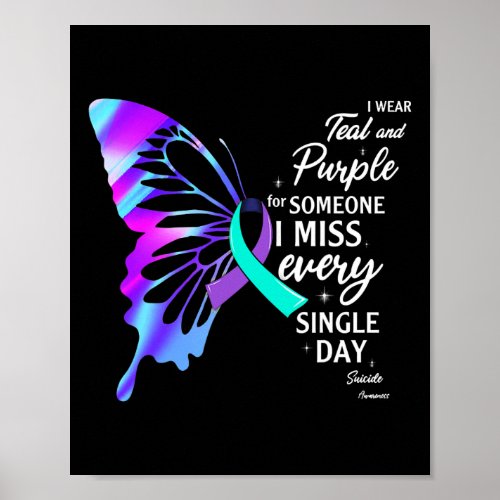 Wear Teal Purple For Memorial Suicide Prevention A Poster
