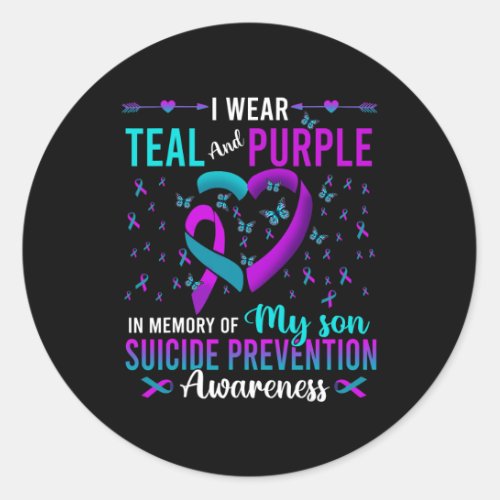 Wear Teal Purple For My Son Suicide Prevention Awa Classic Round Sticker