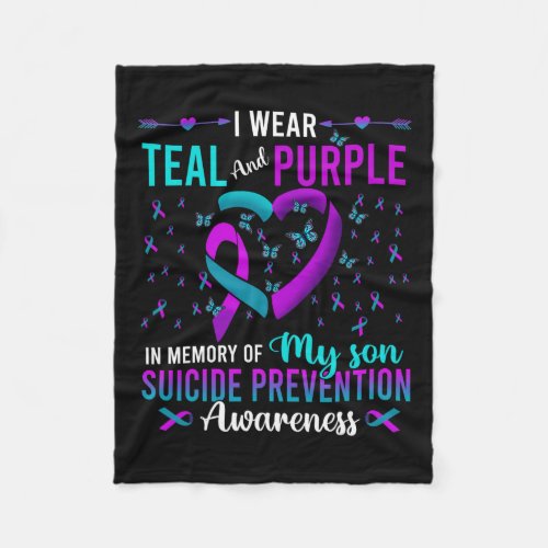 Wear Teal Purple For My Son Suicide Prevention Awa Fleece Blanket
