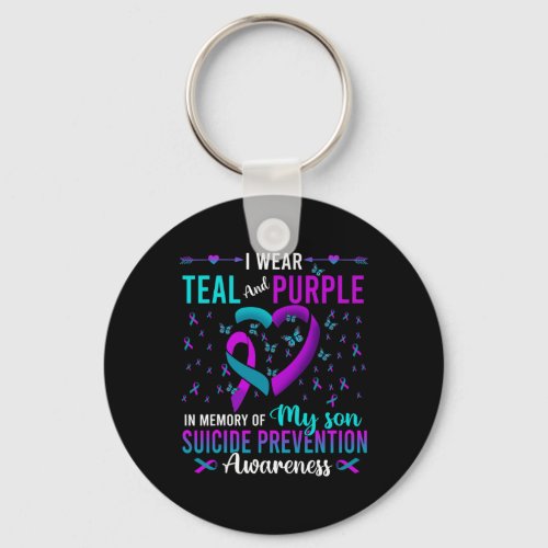 Wear Teal Purple For My Son Suicide Prevention Awa Keychain