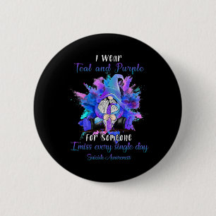 Wear Teal Purple For Someone Gnome Suicide Awarene Button