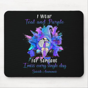 Wear Teal Purple For Someone Gnome Suicide Awarene Mouse Pad